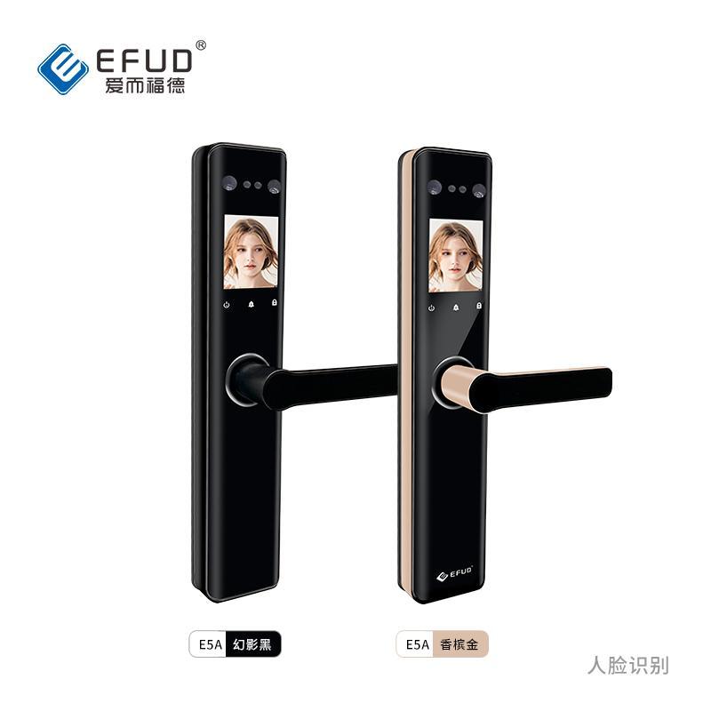 爱而福德(EFUD)E5A人脸识别智能门锁指纹锁密码锁家用全自动智能门锁指纹锁密码锁防盗门锁2.8寸彩屏内置摄像头幻影黑