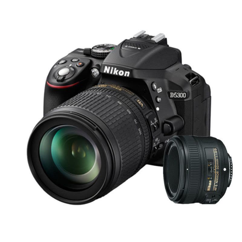 店保五年/尼康 D5300双镜头套机(18-105mm)标准变焦镜头+50 1.8G人像镜头高清数码单反相机 全新港版图片