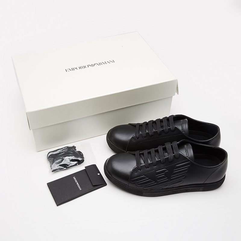 EMPORIO ARMANI 阿玛尼 男士徽标牛皮休闲鞋运动鞋