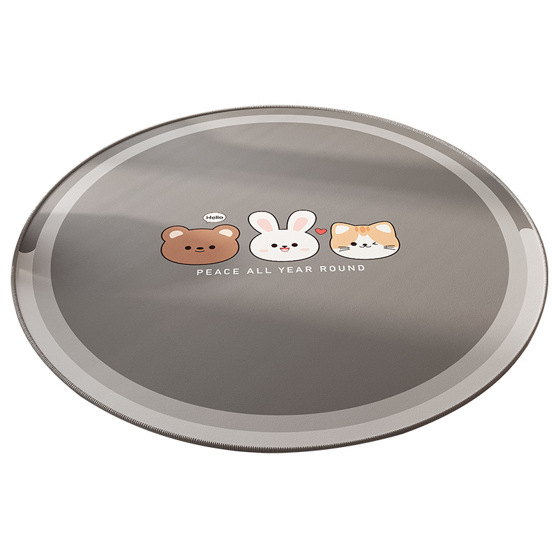 卡通儿童房圆形地垫家用学习椅子书房脚垫阅读区垫子卧室床边地毯