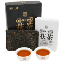 湖南安化黑茶2018年 松烟香金花茯砖 正宗白沙溪1953御品茯茶318g