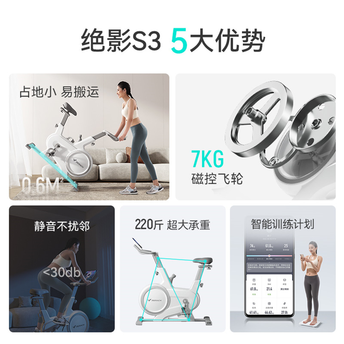 麦瑞克MERACH磁控式动感单车直立式设计承重110kg高效燃脂健身神器MR-S03高清大图
