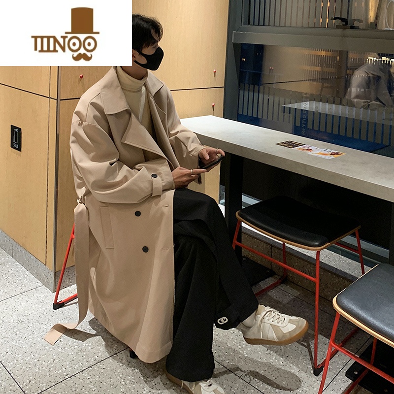 YANXU双排扣风衣外套男薄款2023男生感大衣中长款3A套外高清大图