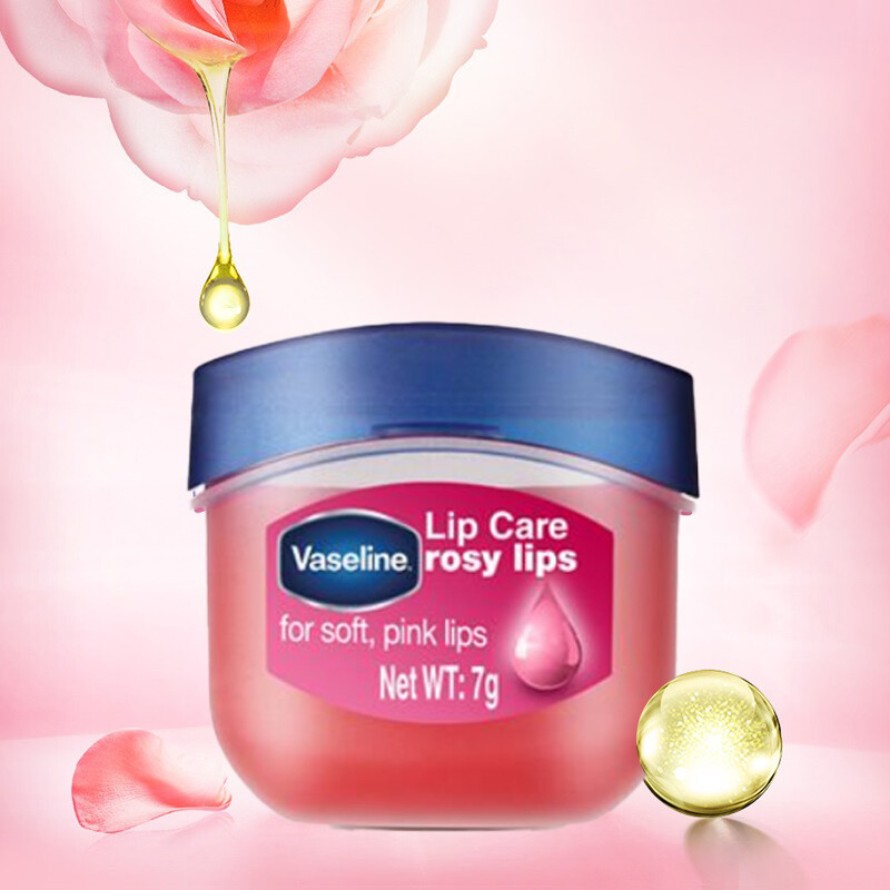 凡士林(Vaseline)滋养修护润唇膏 保湿补水防干裂 新老随机 玫瑰7G+焦糖布丁7G