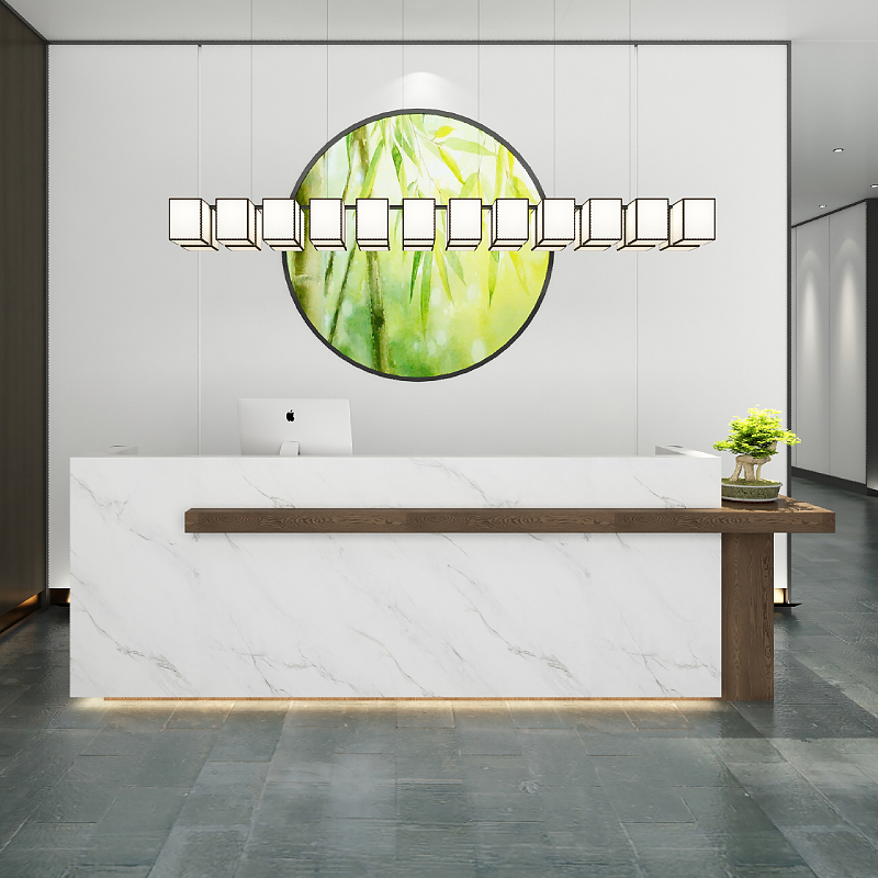 艺可恩复古收银台吧台仿大理石服装店简约现代公司前台接待台