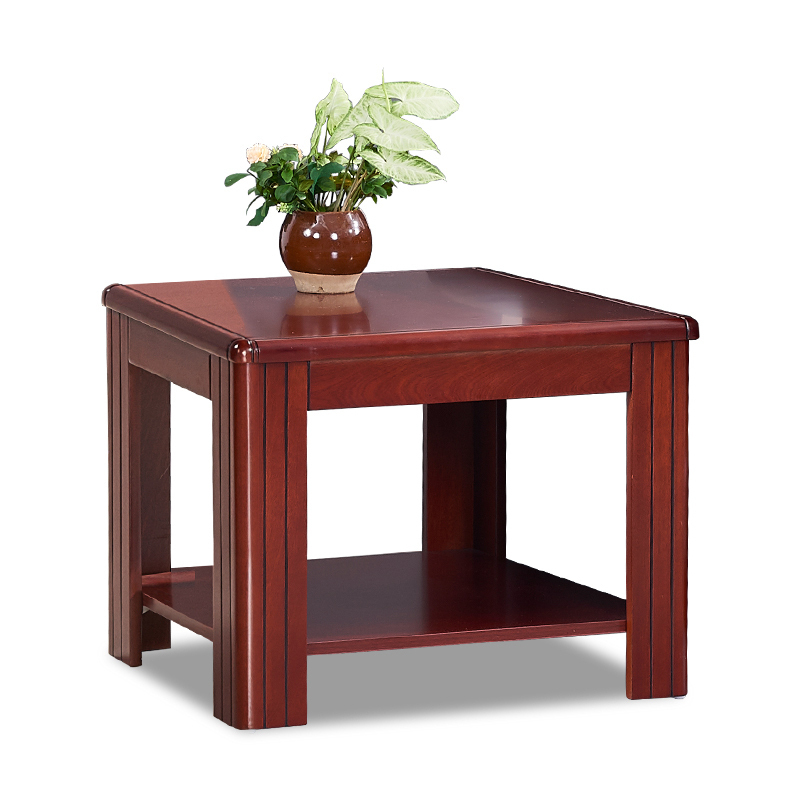 慧采云 办公家具沙发茶几实木贴皮油漆方茶几木质双层角几60*60*45cm