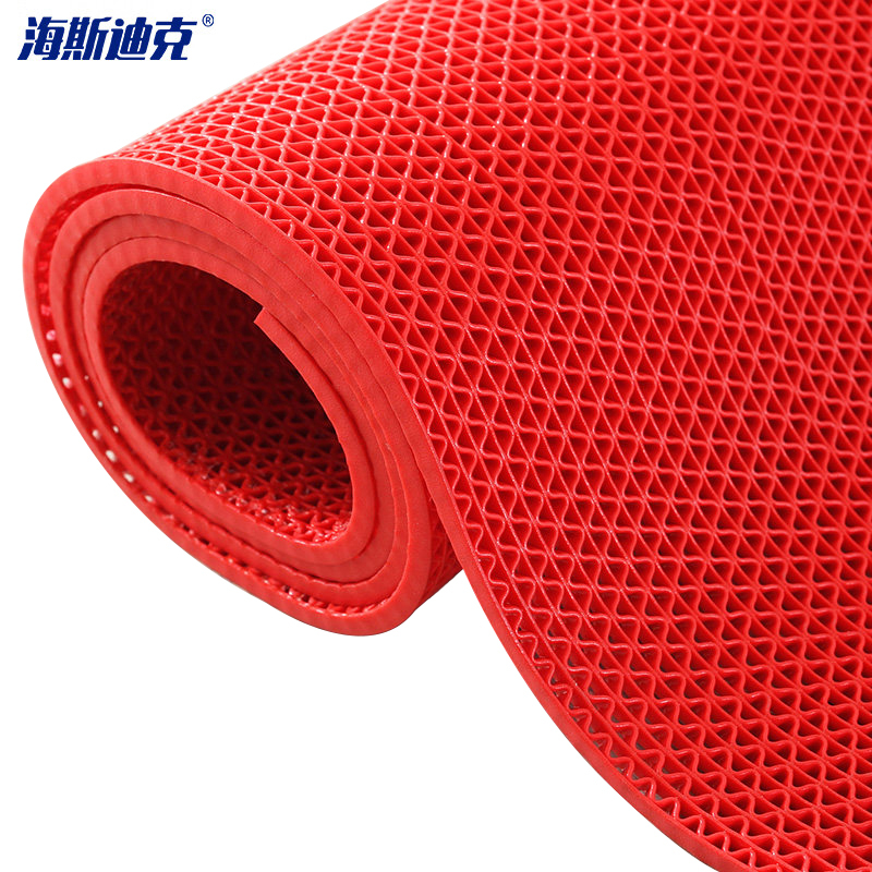 海斯迪克 塑料PVC防滑镂空垫地垫 HK-53 红色 0.9m宽 加密加厚5mm 1米