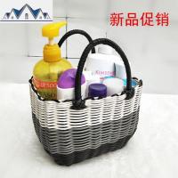塑料仿藤编织洗澡篮手提菜篮子桌面收纳筐零食收纳篮置物篮杂物框 三维工匠