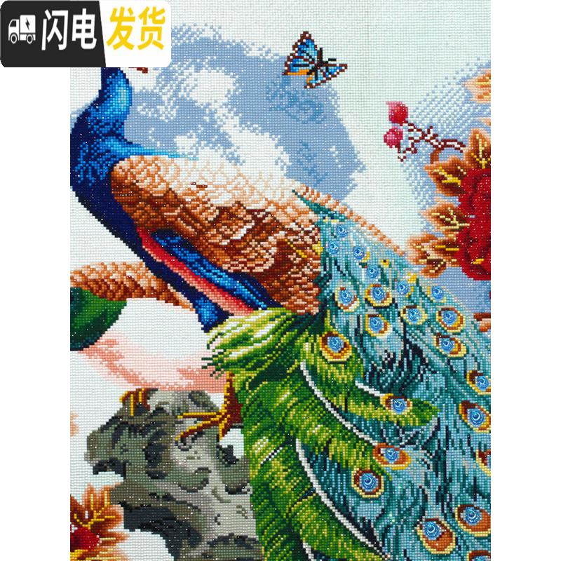 三维工匠2019年钻石画5d新款十字绣客厅花开富贵凤凰百鸟朝 异形钻满钻[150*65CM]钻量多306头笔点钻更高效高清大图