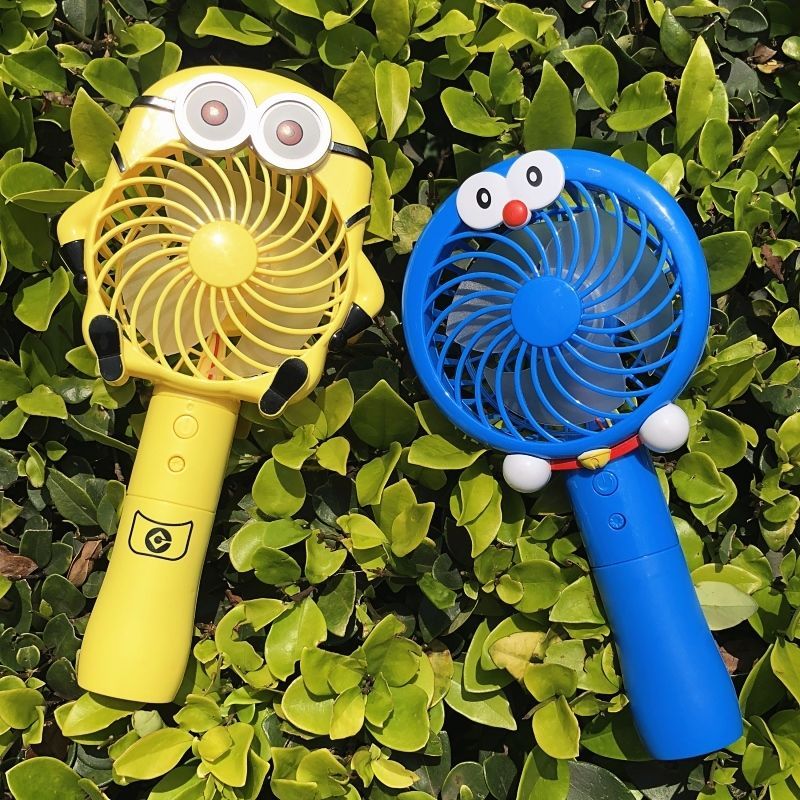 手持小风扇迷你学生随身usb电风扇便携式静音可爱卡通随身可充电 基础款粉色猫咪[一档风不带灯光] [配套USB数据线]