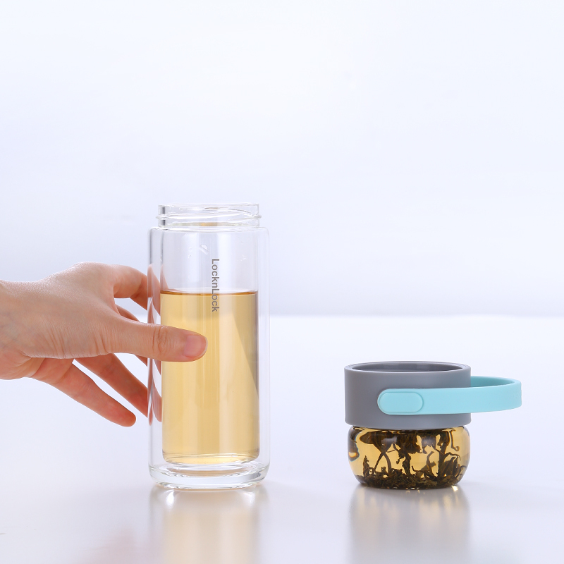 乐扣乐扣双层玻璃杯茶水分离泡茶水杯过滤花茶杯男女士便携水杯
