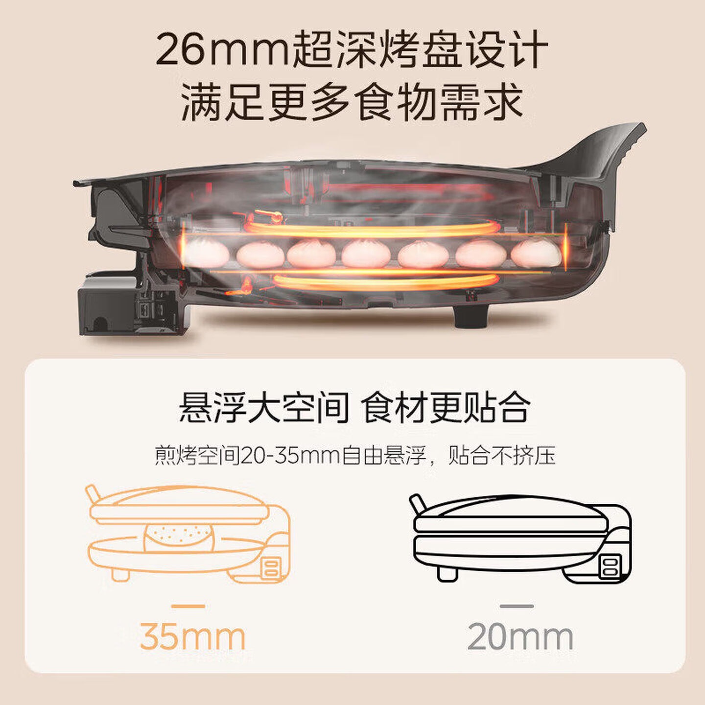 美的(Midea)电饼铛煎烤机烙饼锅三明治早餐机薄饼机双面加热 黑色JKC3051高清大图