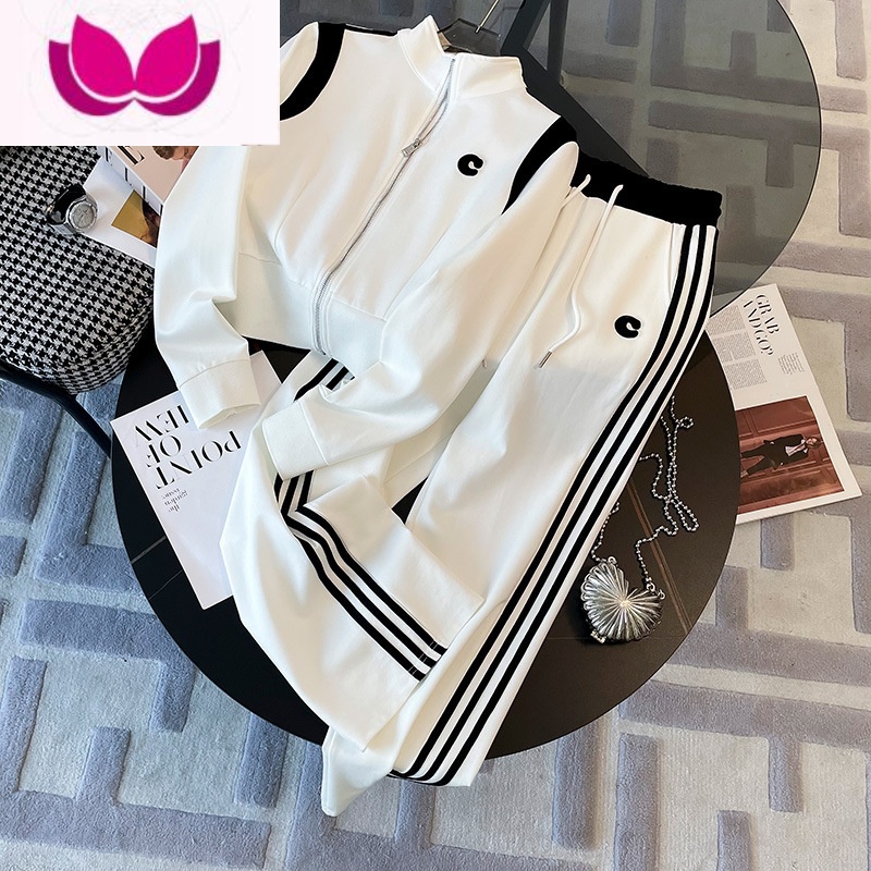 七斓欧货休闲运动套装女2023年新款高端设计感运动服套潮 M 白色两件套