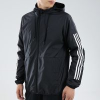 阿迪达斯Adidas 男装运动休闲透气梭织连帽外套 DU5183