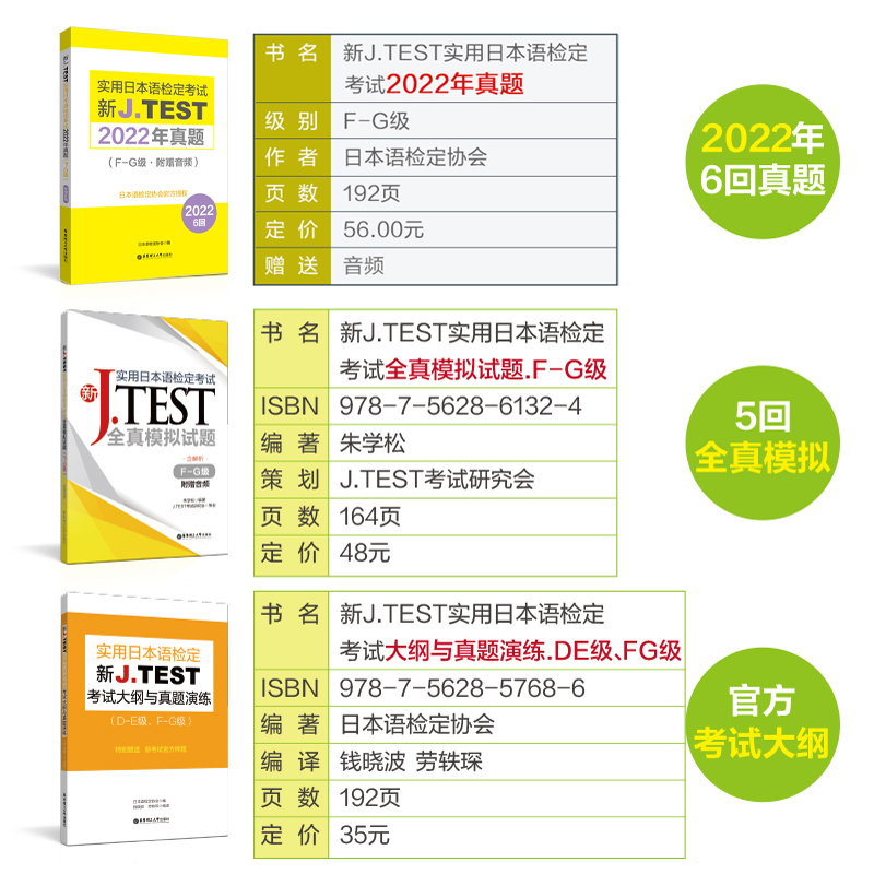 [正版]新JTEST实用日本语检定考试大纲+模拟题+2022年真题(FG级)华东理工大学出版社J.TEST ac高清大图