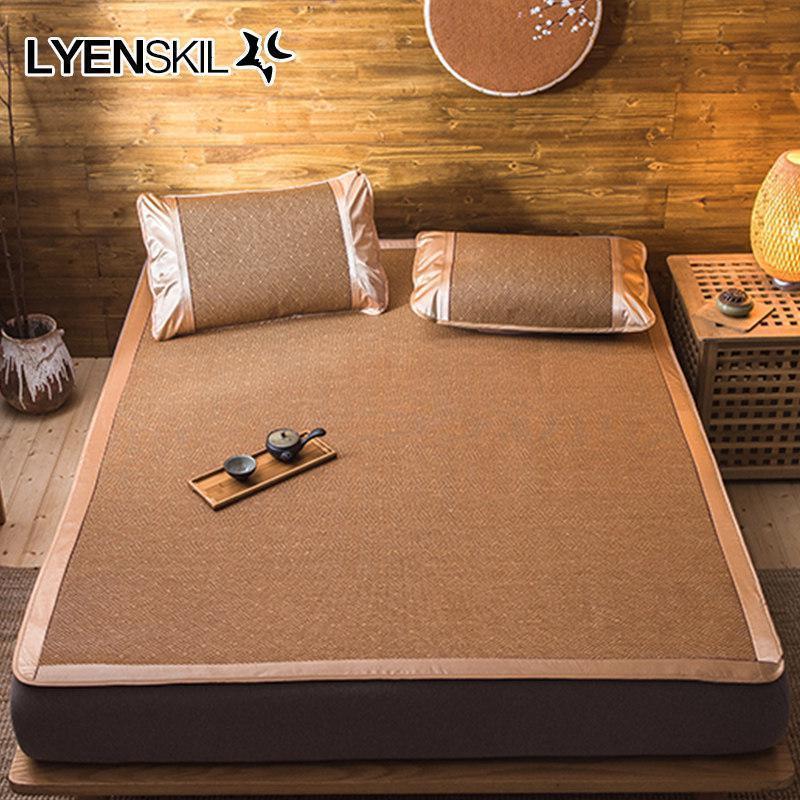 家柏饰(CORATED)可折叠凉席藤席1.8m床腾双面1.5米冰丝床笠滕单人两用竹1.2席子 藤席-饼干花【普通款】 1.5m（5英尺）床