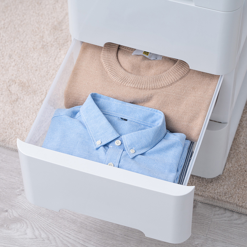 JEKO&JEKO 儿童衣柜收纳柜储物柜带滚轮抽屉式塑料收纳箱五斗柜整理柜子宝宝夹缝柜三层组装式SWB-5583高清大图