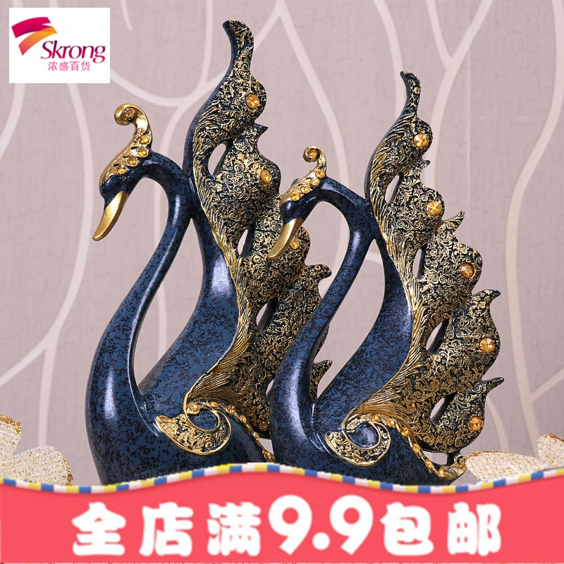 结婚新婚礼品创意家居装饰品壁橱客厅酒柜电视柜欧式天鹅摆件