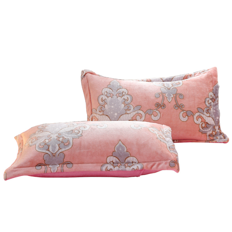 恒源祥加厚法兰绒枕套冬季保暖珊瑚绒法莱枕头套单人4874cm一对装