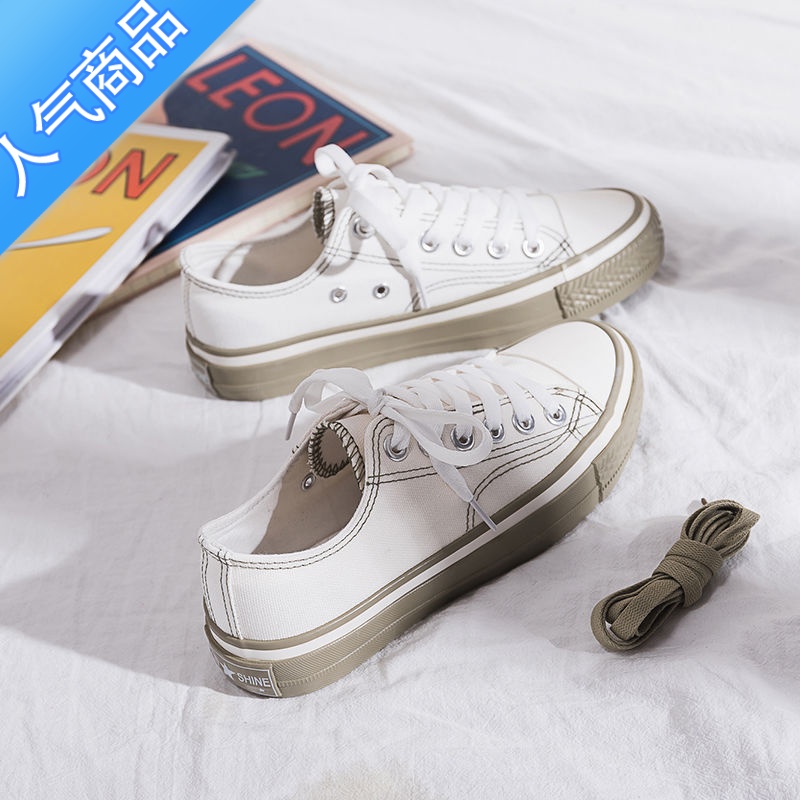 SUNTEK小白鞋女ins帆布鞋2023春秋季新款夏季ulzzang百搭低帮学生板鞋潮高清大图