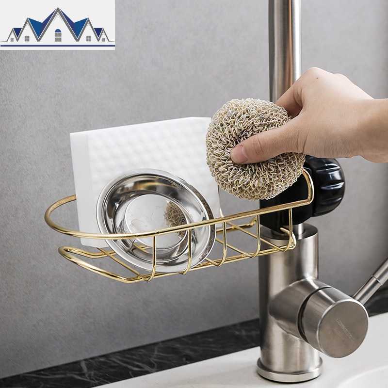 厨房水龙头置物架不锈钢洗碗水池收纳架子水架抹布沥水架海绵篮_4_537高清大图