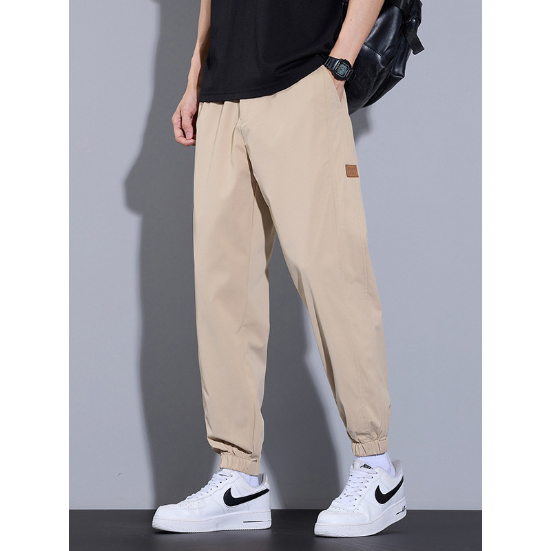 中腰宽松遮肉显瘦男裤子高级感春夏款轻薄透气简约休闲系带运动裤
