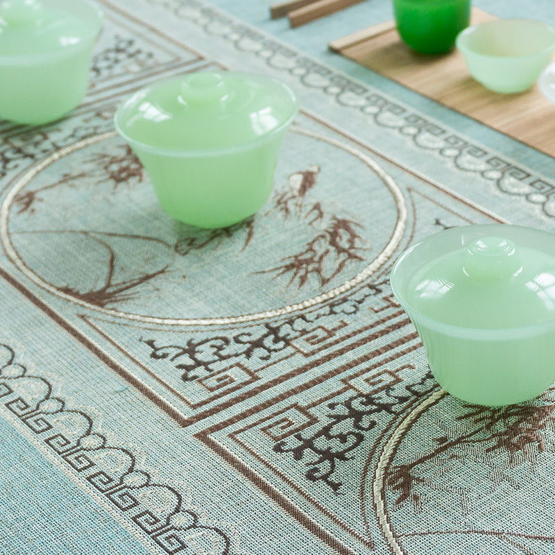 美帮汇中国风餐桌布艺现代简约茶几桌布棉麻小清新长方形台布正高清大图