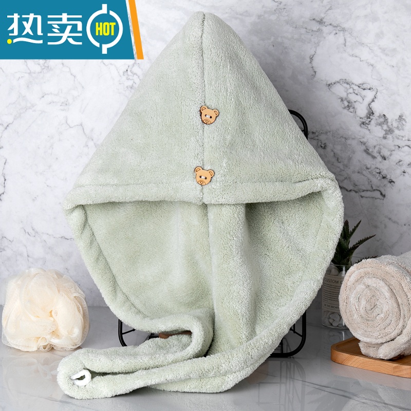 敬平干发帽女双层加厚吸水速干可爱浴帽2021新款干发巾洗头包头巾 双扣紫色[加加加加厚]高清大图