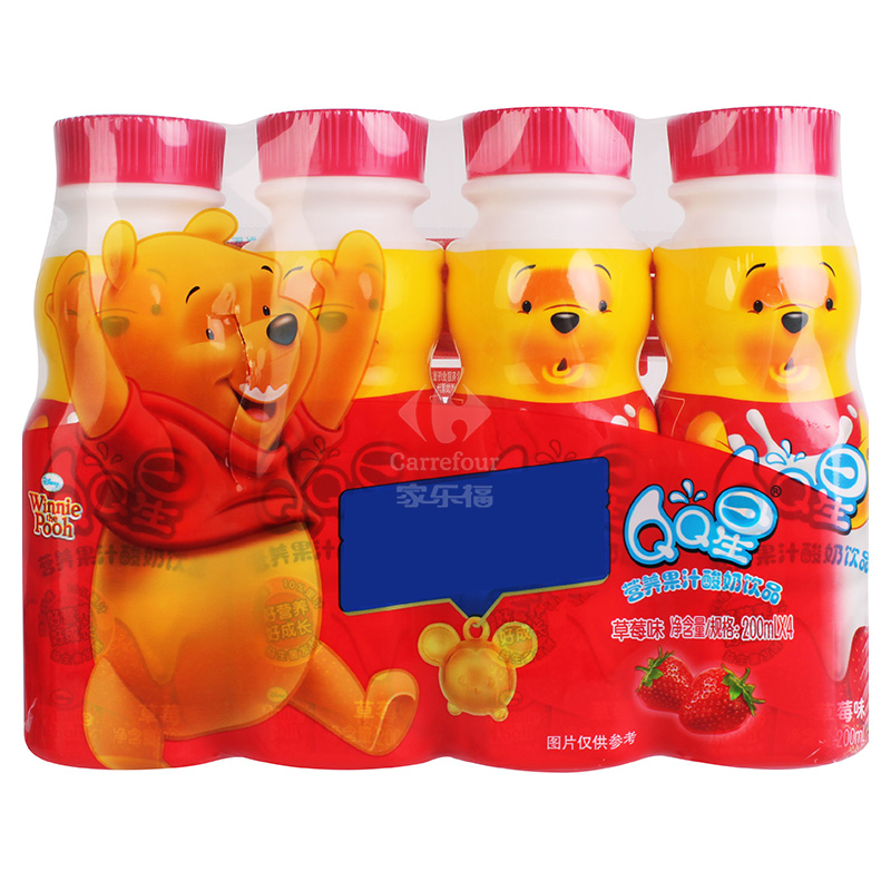 伊利QQ星营养果汁酸奶饮品草莓味200ml*16