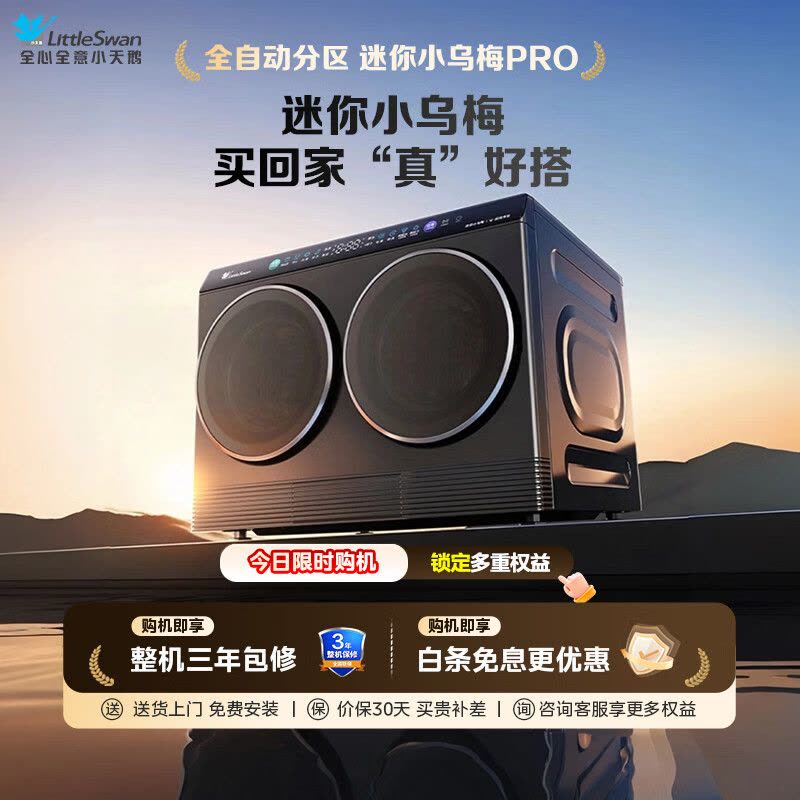 小天鹅(LittleSwan)迷你小乌梅PRO AWE同款双筒分区洗2KG洗烘一体TNDD20-08AIDET分区洗国补图片