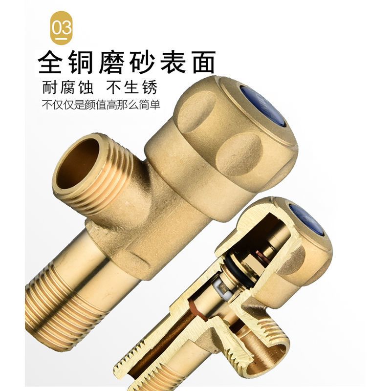 全铜三角阀马桶专用防反水止回阀热水器进水阀冷热水龙头开关配件 整体全铜(九牧轮)1冷