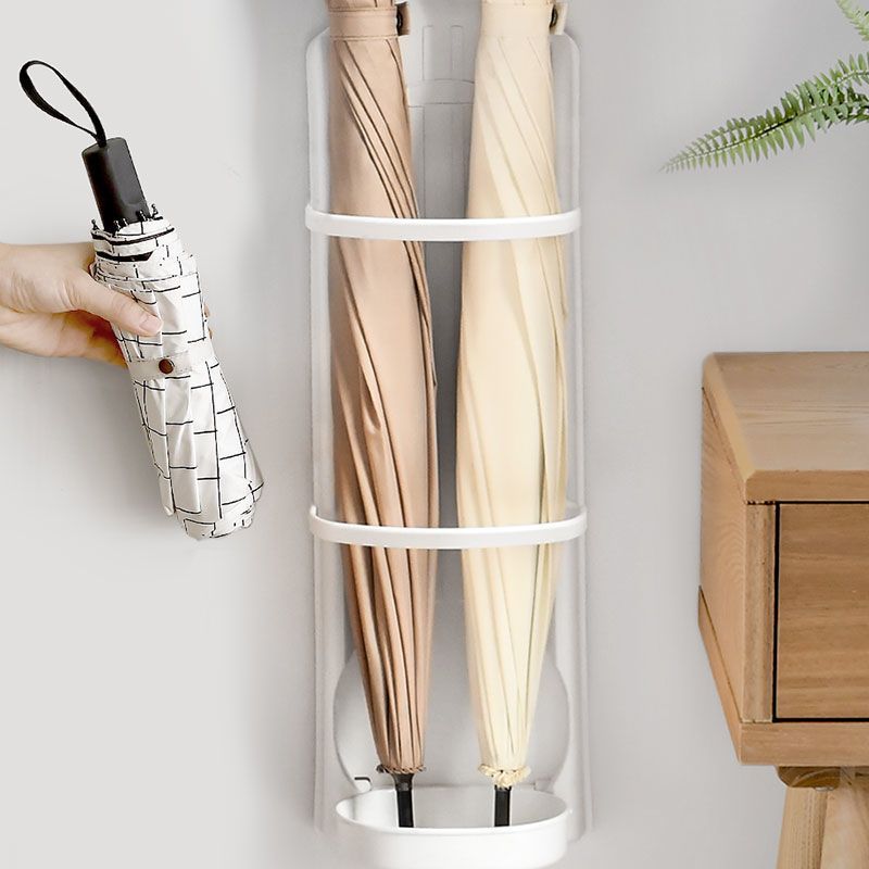 白色壁挂雨伞架带沥水无痕免钉收纳雨伞架欧式家用塑料雨伞架