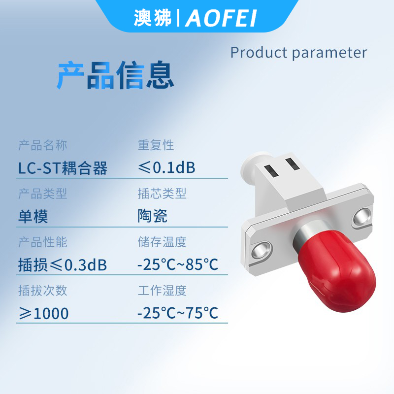 澳狒 LC-ST 光纤转接头光纤适配器耦合器阴阳转接法兰盘 LC母对ST母 1个高清大图