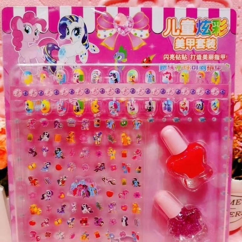 正版迪士尼儿童女孩假指甲贴指甲油套装白雪冰雪Kitty儿童3-6玩具 冰雪奇缘款 01