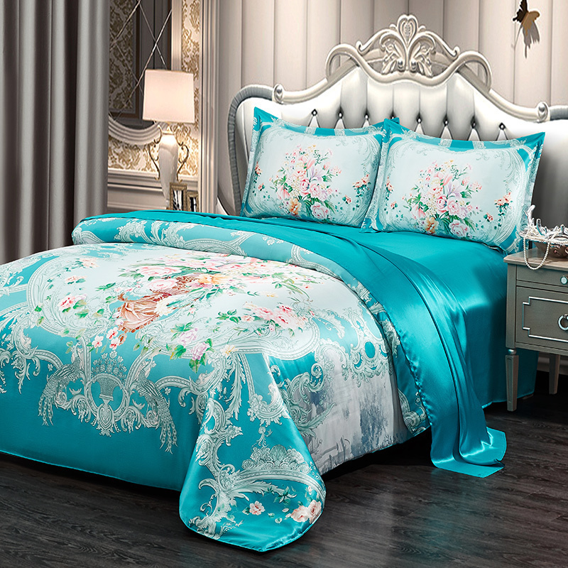 丝煌真丝四件套桑蚕丝床上用品真丝被套床单婚庆丝绸床品套件视频