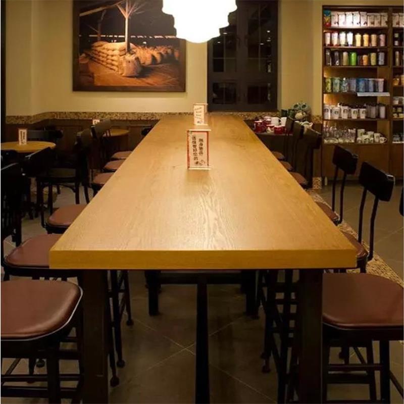 豫亨北欧实木长条桌咖啡厅吧台靠墙高脚凳酒吧桌铁艺家用吧台桌椅组合