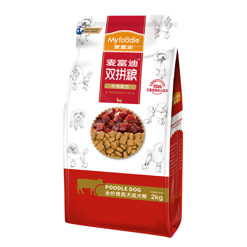 麦富迪狗粮贵宾泰迪成犬专用牛肉双拼粮2kg 主粮