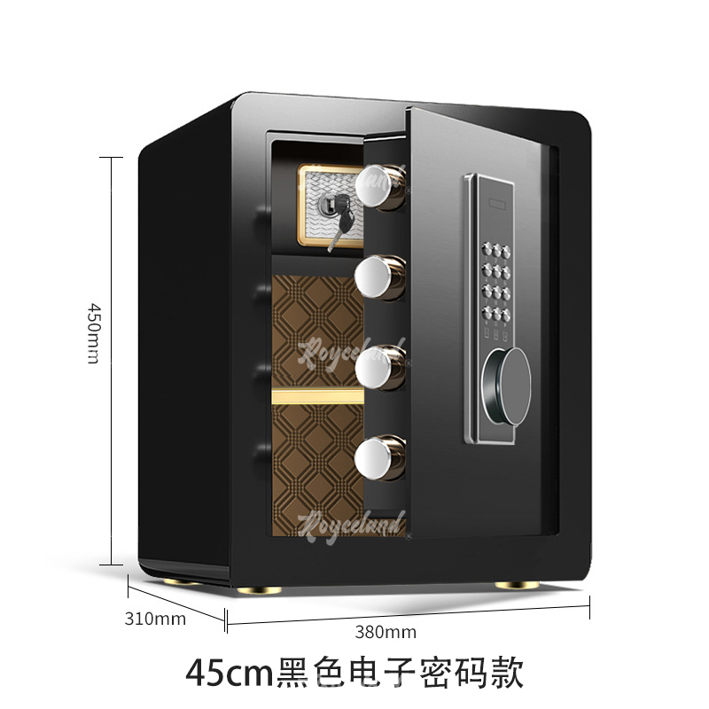 洛诗莲LSL40618090小型保险柜密码保险箱全钢防盗保管箱 45cm黑色电子密码款高清大图