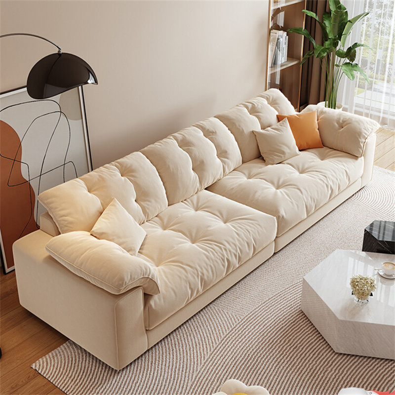 绵冠(MIANGUAN)奶油风布艺沙发客厅小户型简约现代轻奢科技布艺家用直排云朵沙发2800*1000*760高清大图