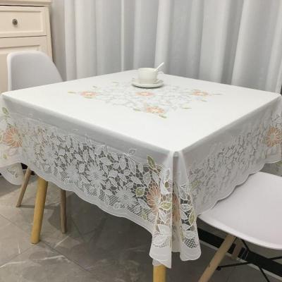 方桌布防水防油免洗田园家用八仙桌台布麻将桌布PVC塑料餐桌布 601白桔 135*135厘米