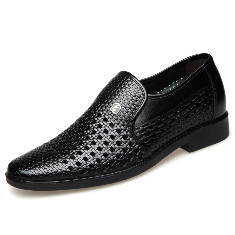 卡森亚新款防滑软底真皮商务休闲皮鞋凉鞋男士夏季透气镂空洞洞鞋隐形