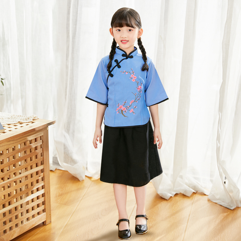 儿童民国风学生装合唱演出服装女童中山装民国五四青年朗诵秋装女女款
