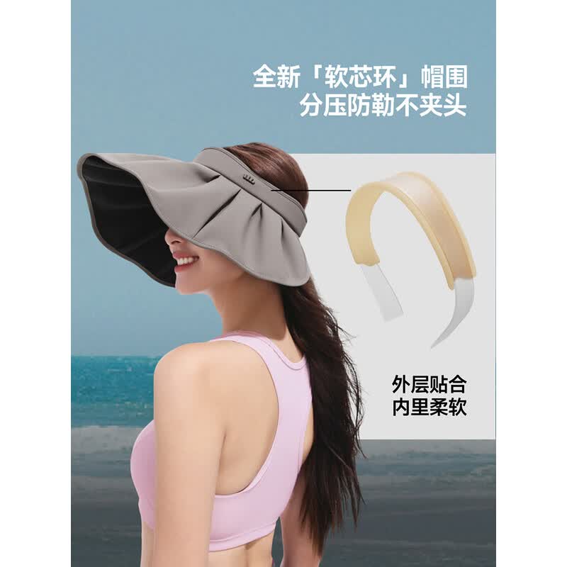 蕉下女士贝壳黑胶防晒帽BM532石墨紫高清大图