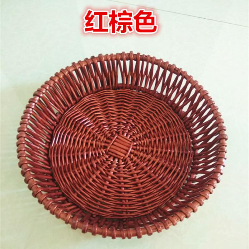 家柏饰(CORATED)藤编馒头筐柳编面包馍篮子家用厨房桌面玩具编织收纳筐鸡蛋水果盘 原色 小号直径25高6CM高清大图