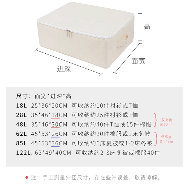 衣服收纳箱布艺 衣柜衣橱整理箱棉被子收纳袋子拉链盖帆布储物箱 三维工匠高清大图