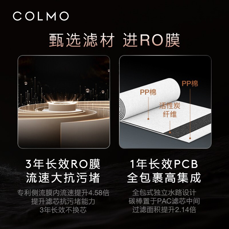 COLMO MAGIC系列 净水器 家用 大通量 厨下式直饮机 TDS智能水龙头 纯物理过滤净水机CWRC500-B15