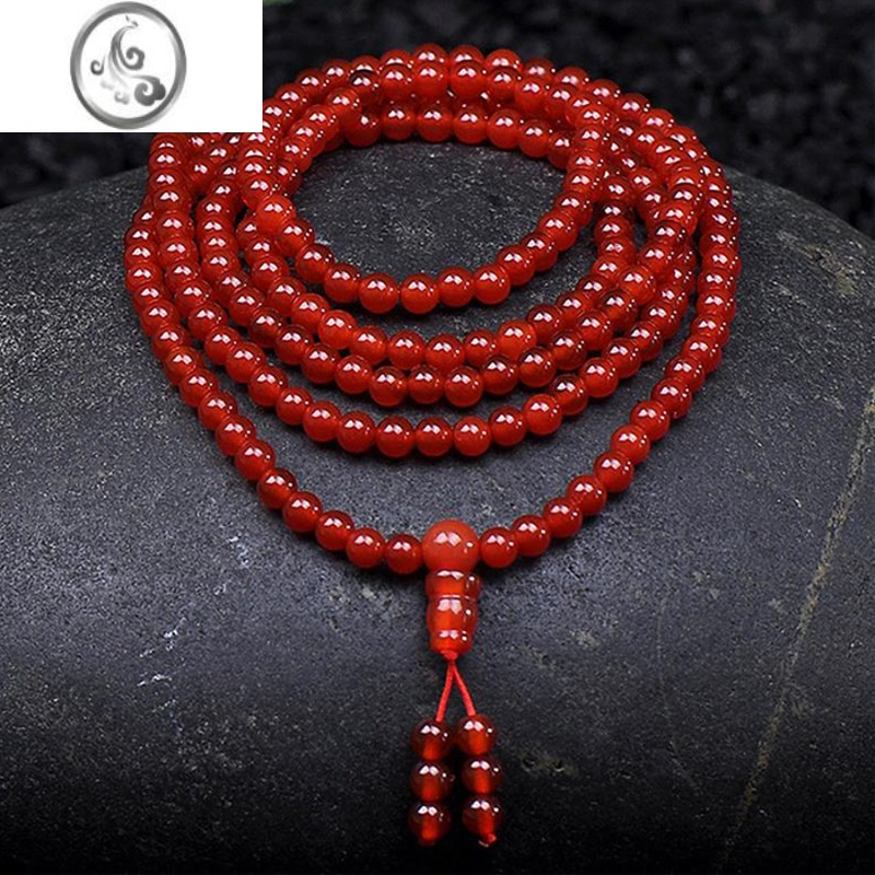 jimi红玛瑙108粒佛珠手串216颗多圈红玛瑙手链红玛瑙毛衣链