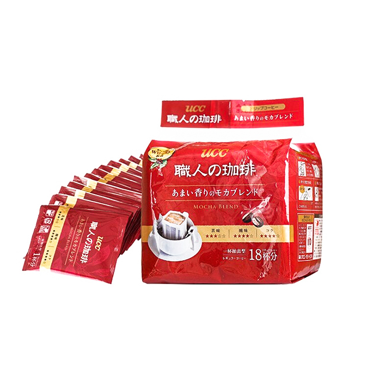 日本原装进口 UCC(悠诗诗)职人挂耳咖啡粉(醇香摩卡)126g/袋 滴滤速溶纯黑咖啡深厚浓郁18杯