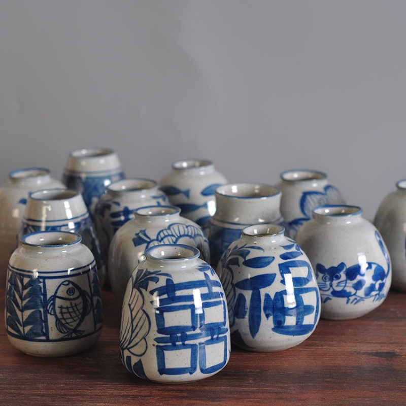 放心青花陶瓷小花瓶ins文艺手绘干花插花瓶摆件客厅桌面装饰品