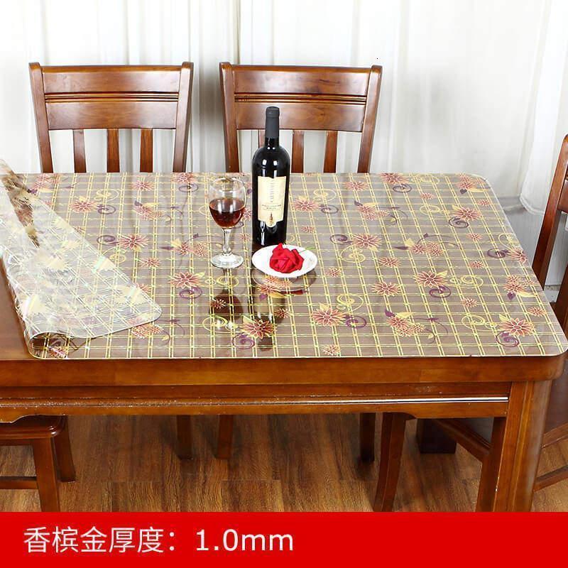 家柏饰(CORATED)金色夹花欧式软玻璃桌布PVC防水防油免洗隔热餐桌垫茶几垫长方形高清大图